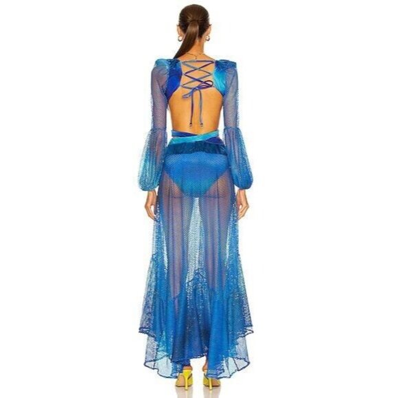 PatBO Ombre Netted Beach Dress Blue Cut Out - Picture 5 of 12